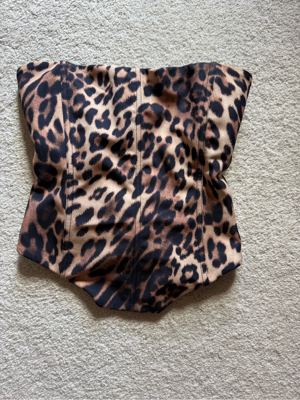 White Fox Boutique Leopard Print Strapless Bustier Top - Brown Black
